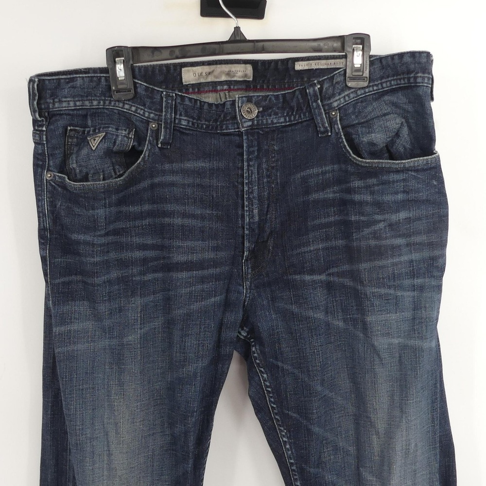 Guess Jeans Blue Falcon Regular‎ Boot Denim Distressed Wash Men's 40x30